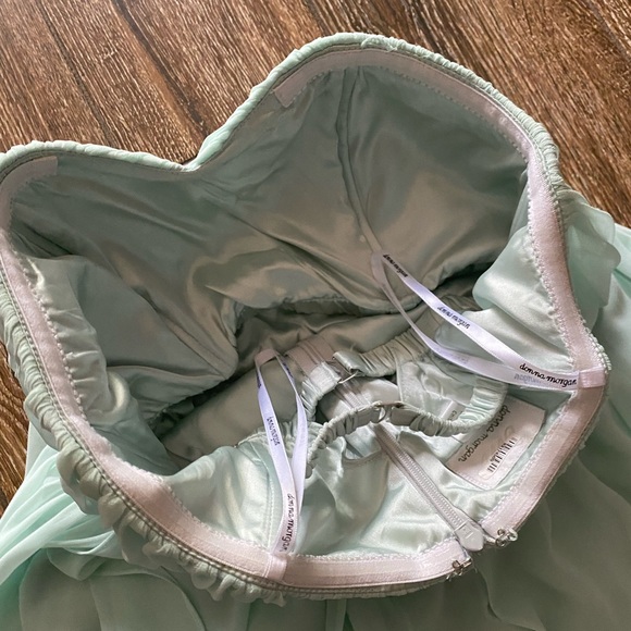 Dona Morgan strapless mint green flowy  wedding/prom midi dress - Picture 10 of 12